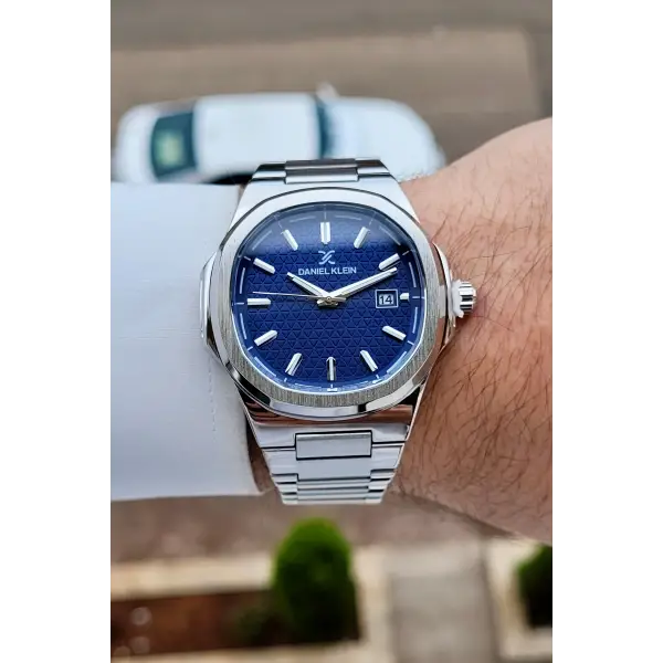 Kadranı Lacivert Kordonu Gümüş Renk Hediye Paketli 41 mm Erkek Kol Saati