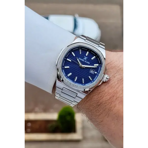 Kadranı Lacivert Kordonu Gümüş Renk Hediye Paketli 41 mm Erkek Kol Saati
