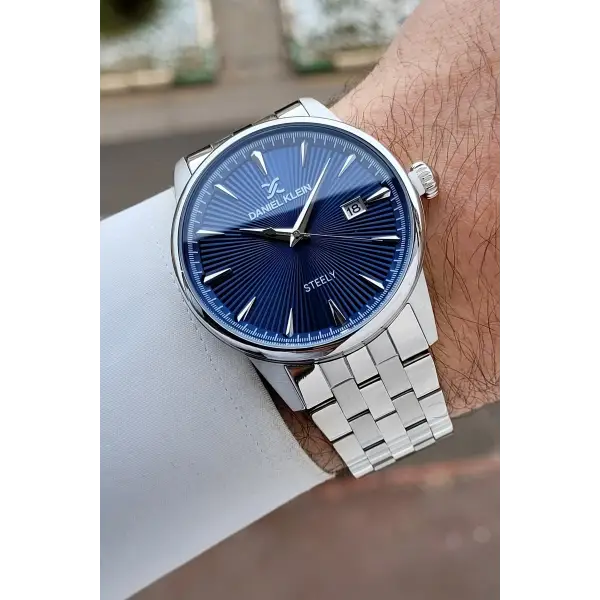 Gümüş Lacivert Hediye Paketli Paslanmaz Full Çelik Kasa Erkek Kol Saati