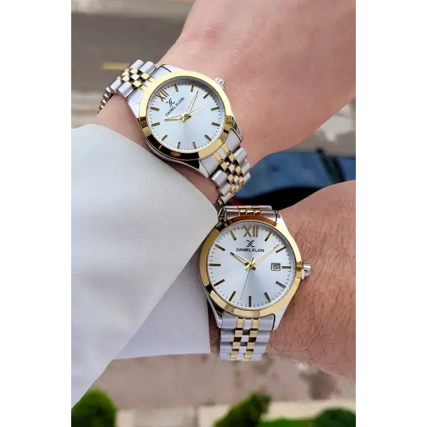 Gold Gümüş Renk Hediye Paketli Sevgili Çift Kol Saati STISTE33