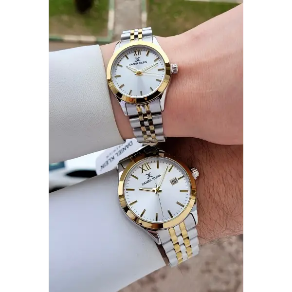 Gold Gümüş Renk Hediye Paketli Sevgili Çift Kol Saati STISTE33