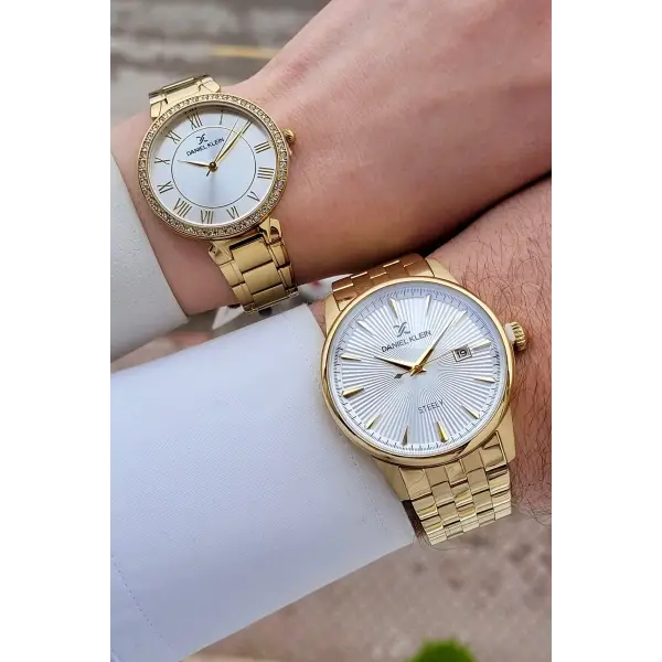 Gold Renk Hediye Paketli Sevgili Çift Kol Saati STISTE37