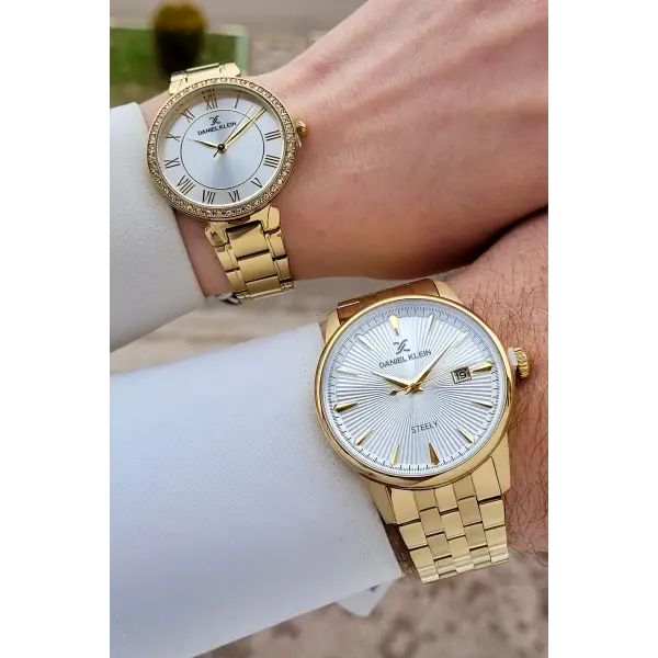 Gold Renk Hediye Paketli Sevgili Çift Kol Saati STISTE37