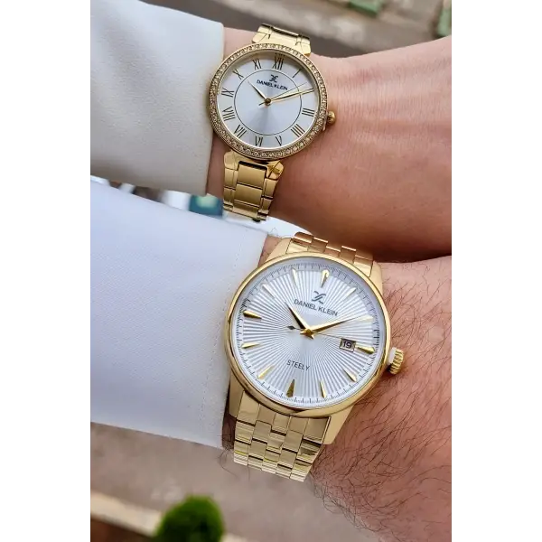 Gold Renk Hediye Paketli Sevgili Çift Kol Saati STISTE37