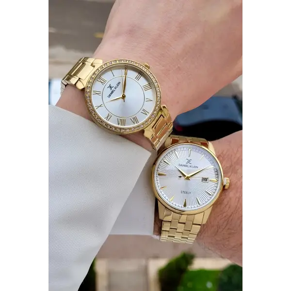 Gold Renk Hediye Paketli Sevgili Çift Kol Saati STISTE37