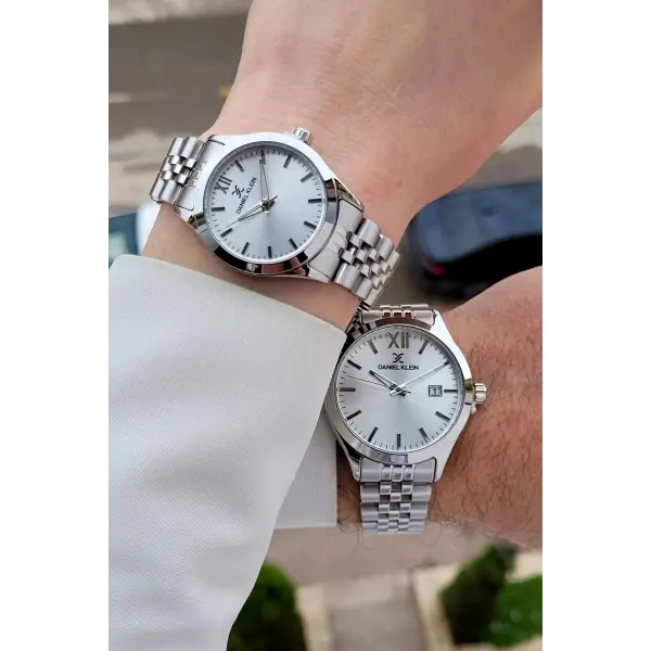 Gümüş Renk Hediye Paketli Sevgili Çift Kol Saati STISTE31