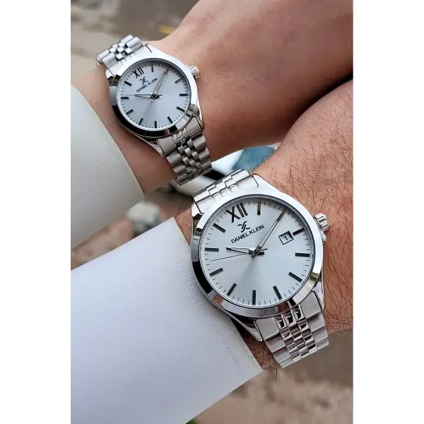 Gümüş Renk Hediye Paketli Sevgili Çift Kol Saati STISTE31