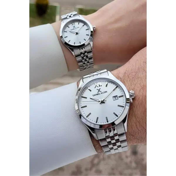 Gümüş Renk Hediye Paketli Sevgili Çift Kol Saati STISTE31