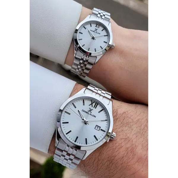 Gümüş Renk Hediye Paketli Sevgili Çift Kol Saati STISTE31