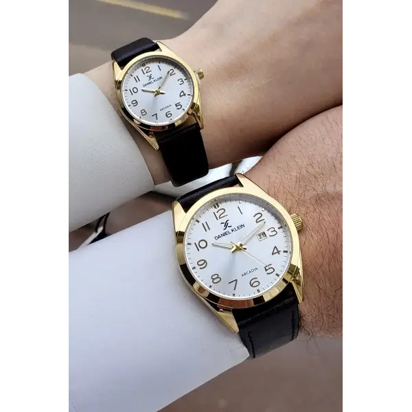 Gold Kahverengi Renk Hediye Paketli Sevgili Çift Kol Saati STISTE23