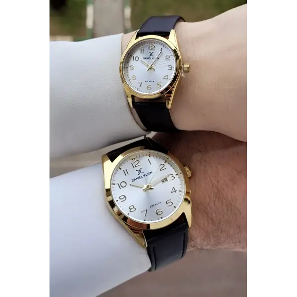 Gold Kahverengi Renk Hediye Paketli Sevgili Çift Kol Saati STISTE23