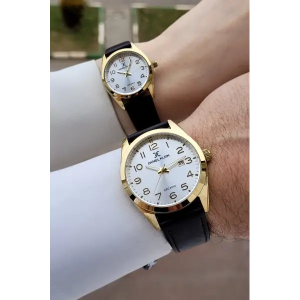 Gold Kahverengi Renk Hediye Paketli Sevgili Çift Kol Saati STISTE23