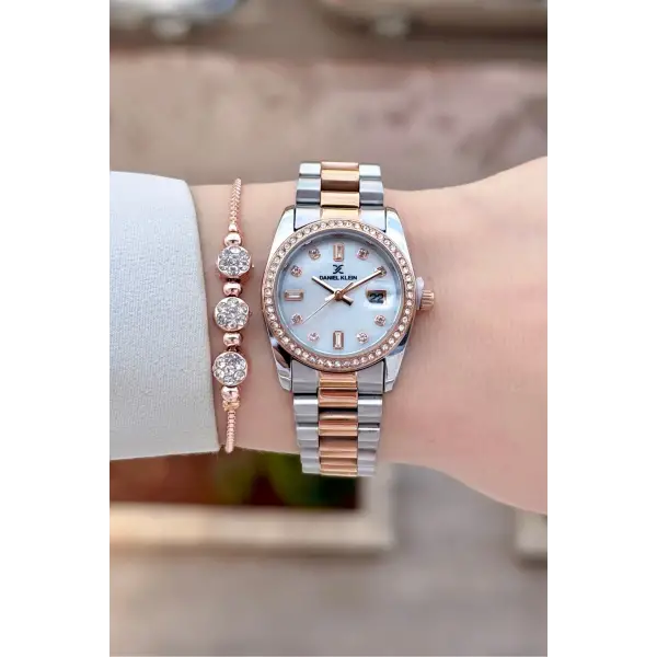 Rose Gümüş Renk 28 Mm Kadın Kol Saati ve Bileklik