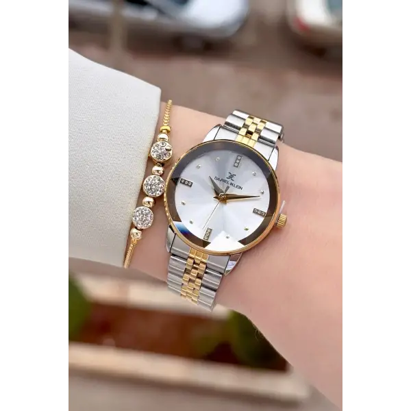 Gold Gümüş Renk 32 Mm Kadın Kol Saati ve Bileklik