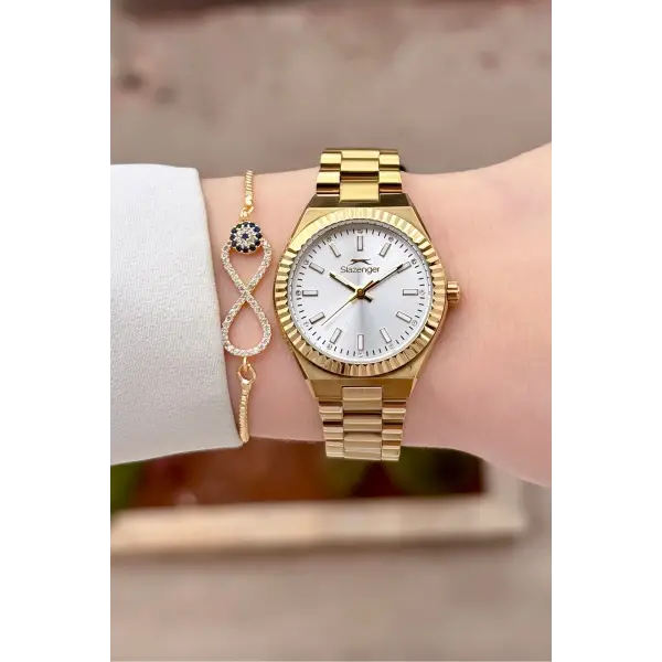 Gold Renk Kadın Kol Saati ve Bileklik