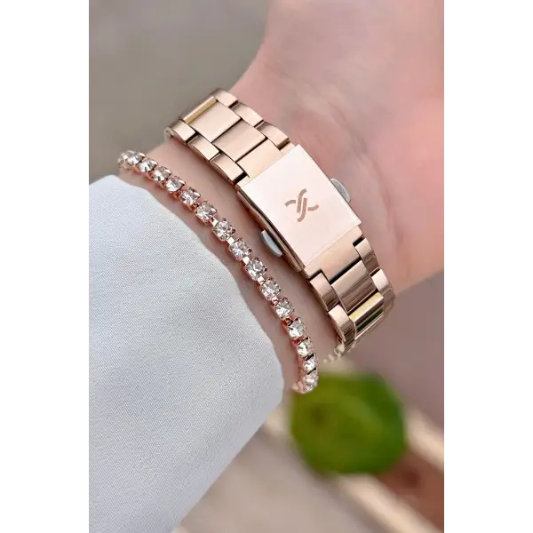 Rose Renk 34 Mm Kadın Kol Saati ve Bileklik