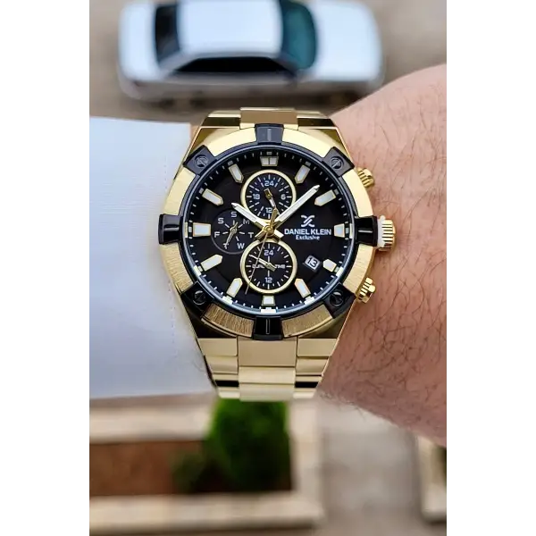 Kadranı Siyah Kordonu Gold Renk 45 mm İç Göstergeleri Aktif Erkek Kol Saati