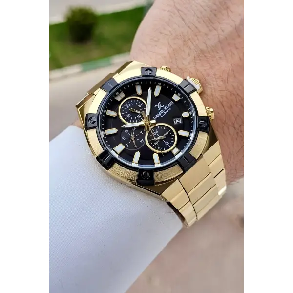 Kadranı Siyah Kordonu Gold Renk 45 mm İç Göstergeleri Aktif Erkek Kol Saati