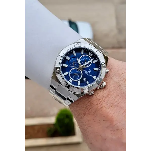 Kadranı Lacivert Kordonu Gümüş Renk 45 mm İç Göstergeleri Aktif Erkek Kol Saati