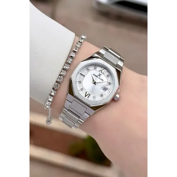 Gümüş Renk Hediye Paketli 30 Mm Kadın Kol Saati ve Bileklik