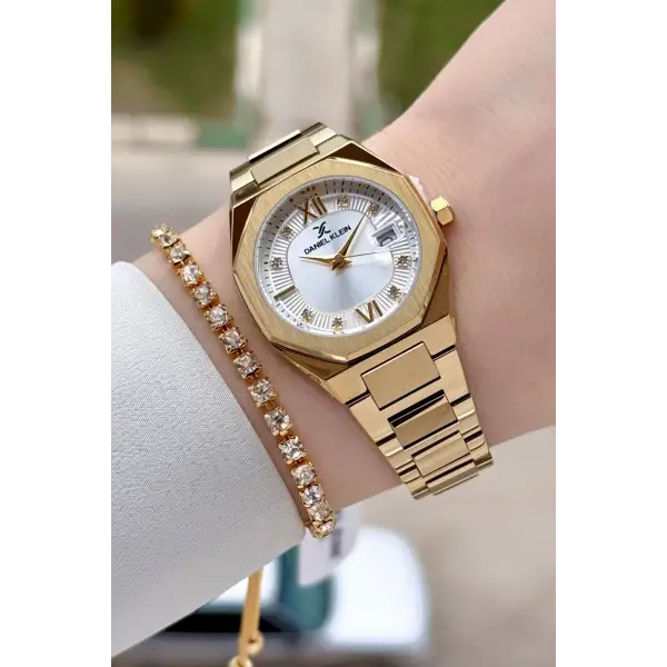 Gold Renk Hediye Paketli 30 Mm Kadın Kol Saati ve Bileklik