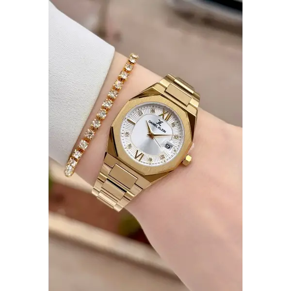 Gold Renk Hediye Paketli 30 Mm Kadın Kol Saati ve Bileklik