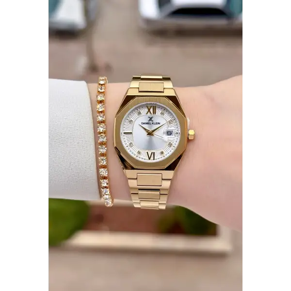 Gold Renk Hediye Paketli 30 Mm Kadın Kol Saati ve Bileklik