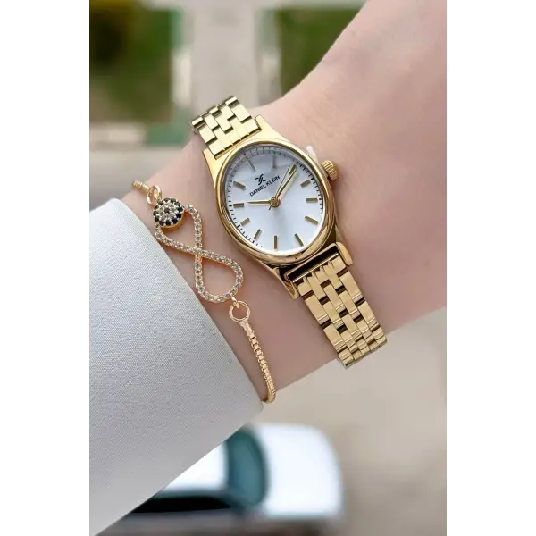 Gold Renk Hediye Paketli Kadın Kol Saati ve Bileklik