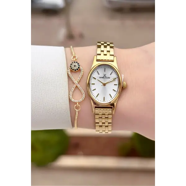 Gold Renk Hediye Paketli Kadın Kol Saati ve Bileklik