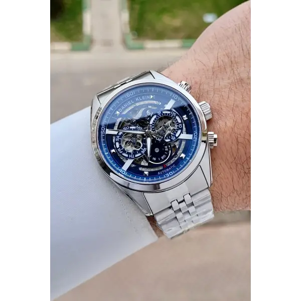 Gümüş Lacivert Renk Otomatik 42 mm İç Göstergeleri Aktif Erkek Kol Saati