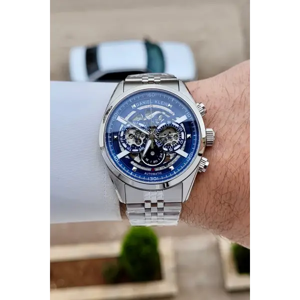 Gümüş Lacivert Renk Otomatik 42 mm İç Göstergeleri Aktif Erkek Kol Saati