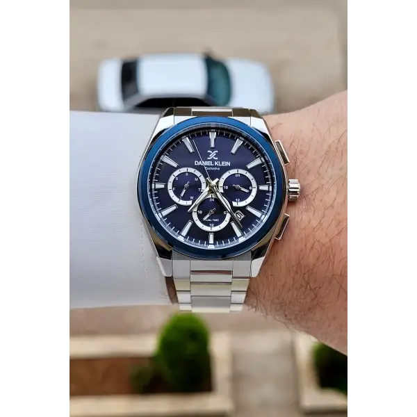 Gümüş Lacivert Renk 44 mm Hediye Paketli İç Göstergeleri Aktif Erkek Kol Saati