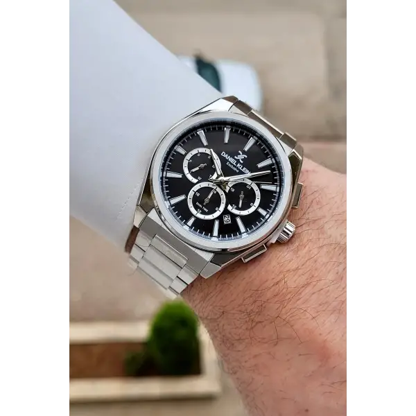 Kadranı Siyah Kordonu Gümüş Renk 44 mm İç Göstergeleri Aktif Erkek Kol Saati