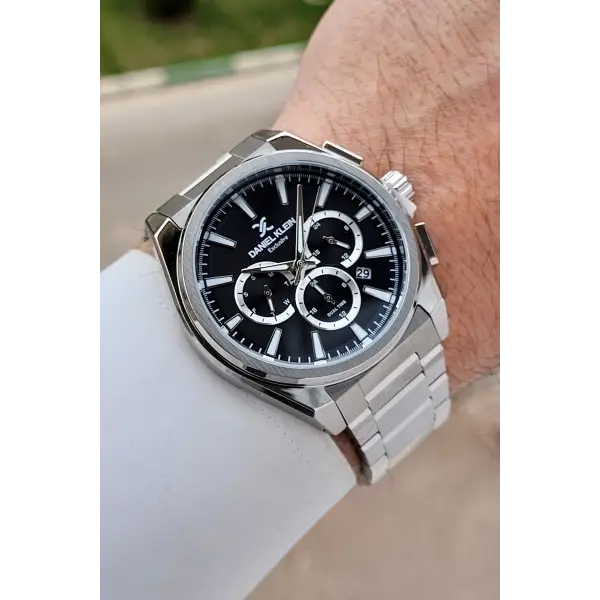 Kadranı Siyah Kordonu Gümüş Renk 44 mm İç Göstergeleri Aktif Erkek Kol Saati