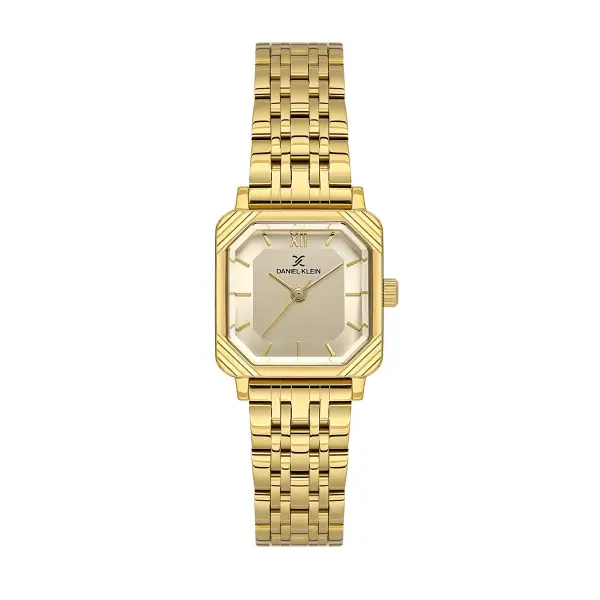 Kadranı Sarı Kordonu Gold Renk Hediye Paketli 23 Mm Kare Kadın Kol Saati ve Bileklik