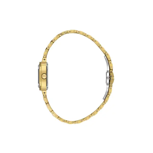 Kadranı Sarı Kordonu Gold Renk Hediye Paketli 23 Mm Kare Kadın Kol Saati ve Bileklik