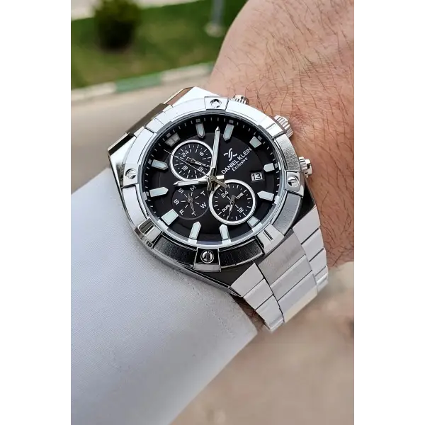 Kadranı Siyah Kordonu Gümüş Renk 45 mm İç Göstergeleri Aktif Erkek Kol Saati