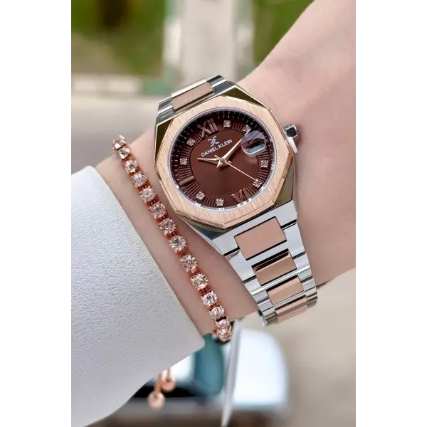 Rose Gümüş Renk Hediye Paketli 30 Mm Kadın Kol Saati ve Bileklik