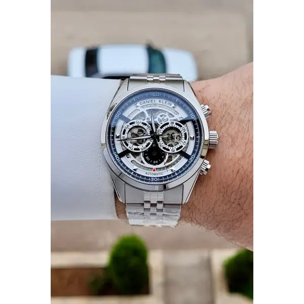 Gümüş Renk Otomatik 42 mm İç Göstergeleri Aktif Erkek Kol Saati