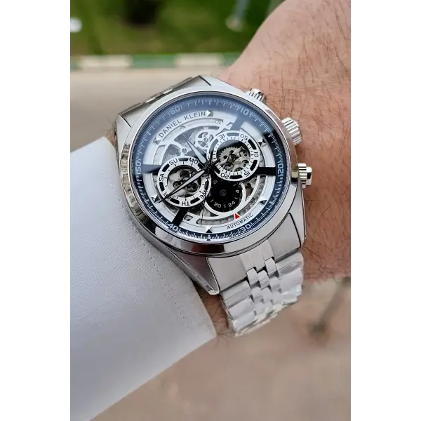 Gümüş Renk Otomatik 42 mm İç Göstergeleri Aktif Erkek Kol Saati