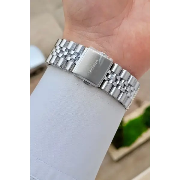 Gümüş Renk Otomatik 42 mm İç Göstergeleri Aktif Erkek Kol Saati