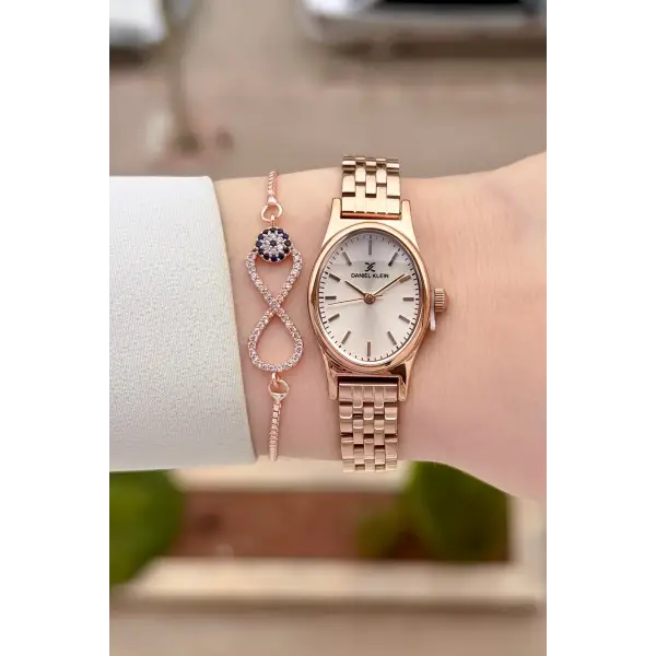 Rose Renk Hediye Paketli Kadın Kol Saati ve Bileklik