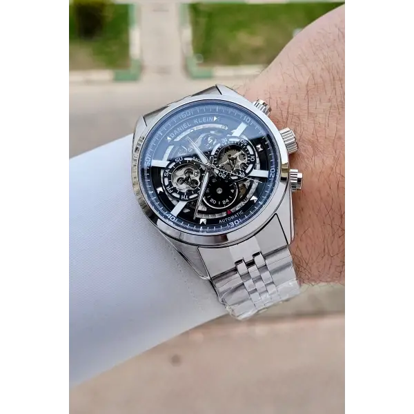 Gümüş Siyah Renk Otomatik 42 mm İç Göstergeleri Aktif Erkek Kol Saati