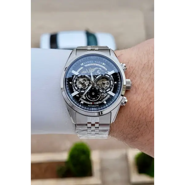 Gümüş Siyah Renk Otomatik 42 mm İç Göstergeleri Aktif Erkek Kol Saati