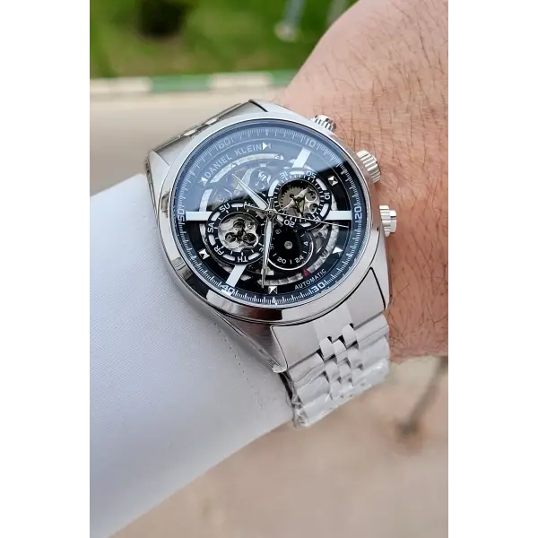 Gümüş Siyah Renk Otomatik 42 mm İç Göstergeleri Aktif Erkek Kol Saati