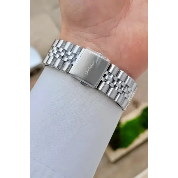 Gümüş Siyah Renk Otomatik 42 mm İç Göstergeleri Aktif Erkek Kol Saati