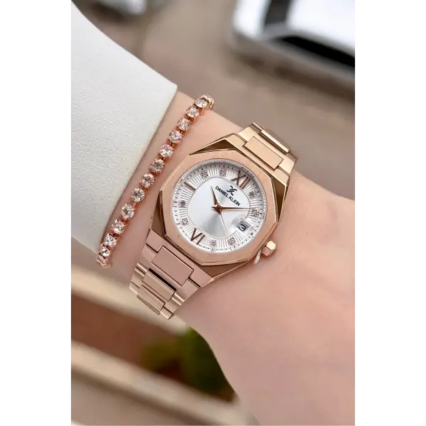 Rose Renk Hediye Paketli 30 Mm Kadın Kol Saati ve Bileklik