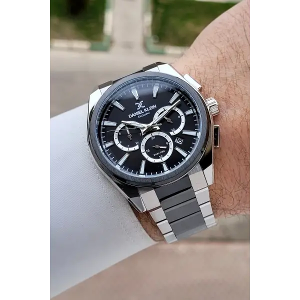 Siyah Gümüş Renk 44 mm Hediye Paketli İç Göstergeleri Aktif Erkek Kol Saati