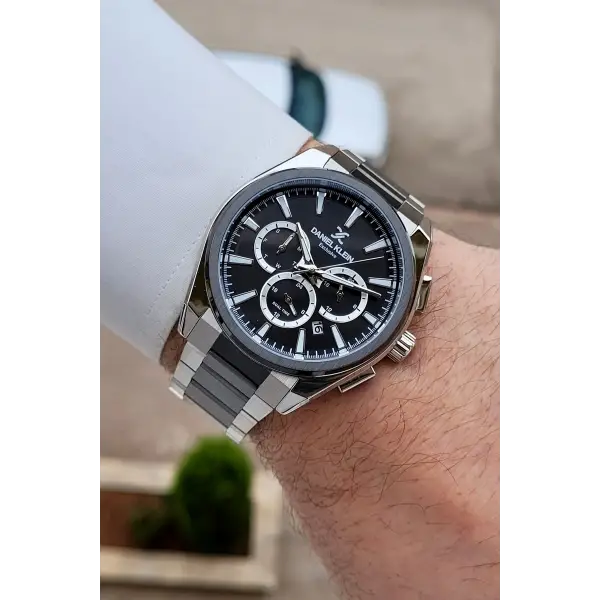 Siyah Gümüş Renk 44 mm Hediye Paketli İç Göstergeleri Aktif Erkek Kol Saati