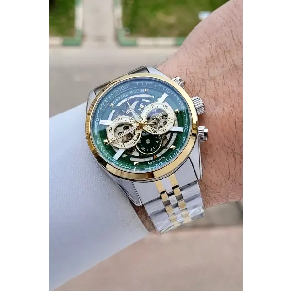 Gold Gümüş Yeşil Renk Otomatik 42 mm İç Göstergeleri Aktif Erkek Kol Saati